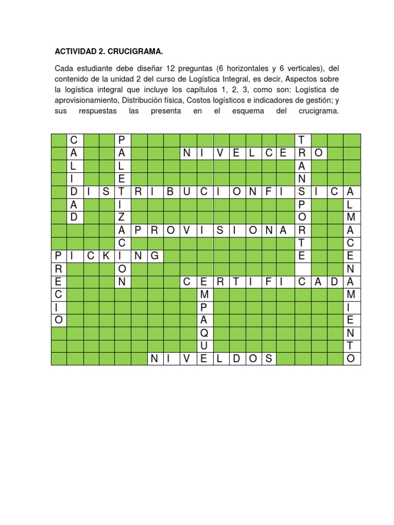 Actividad 2Crucigrama PDF Logística Procesos de negocio