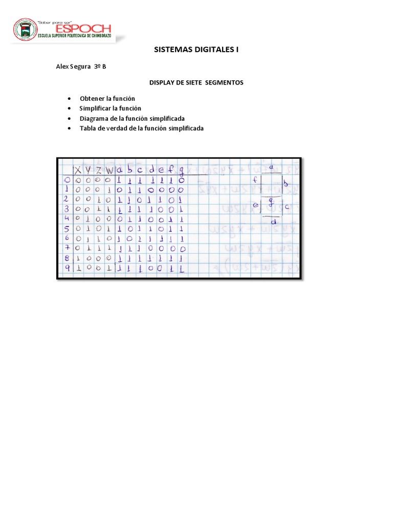 Función y Diagrama de Display 7 Segmentos | PDF