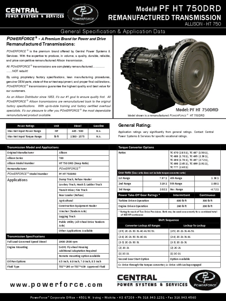 Allison HT750DR PDF PDF Truck Transmission (Mechanics)