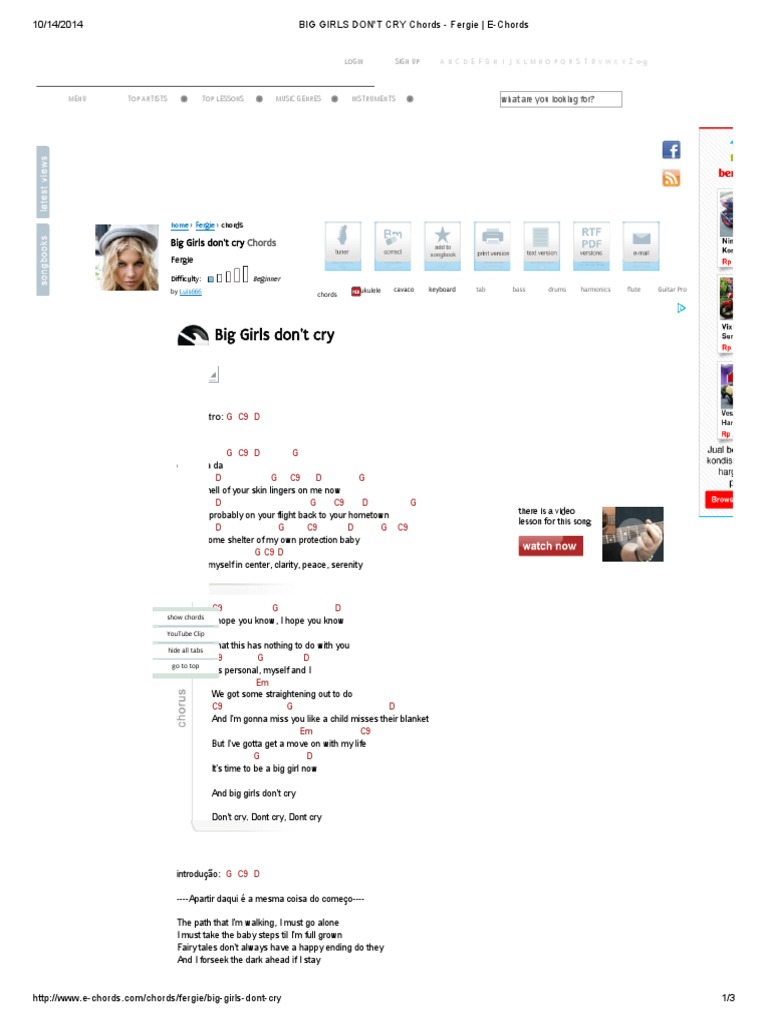 Big Girls Don T Cry Chords Fergie E Chords Pdf Entertainment General