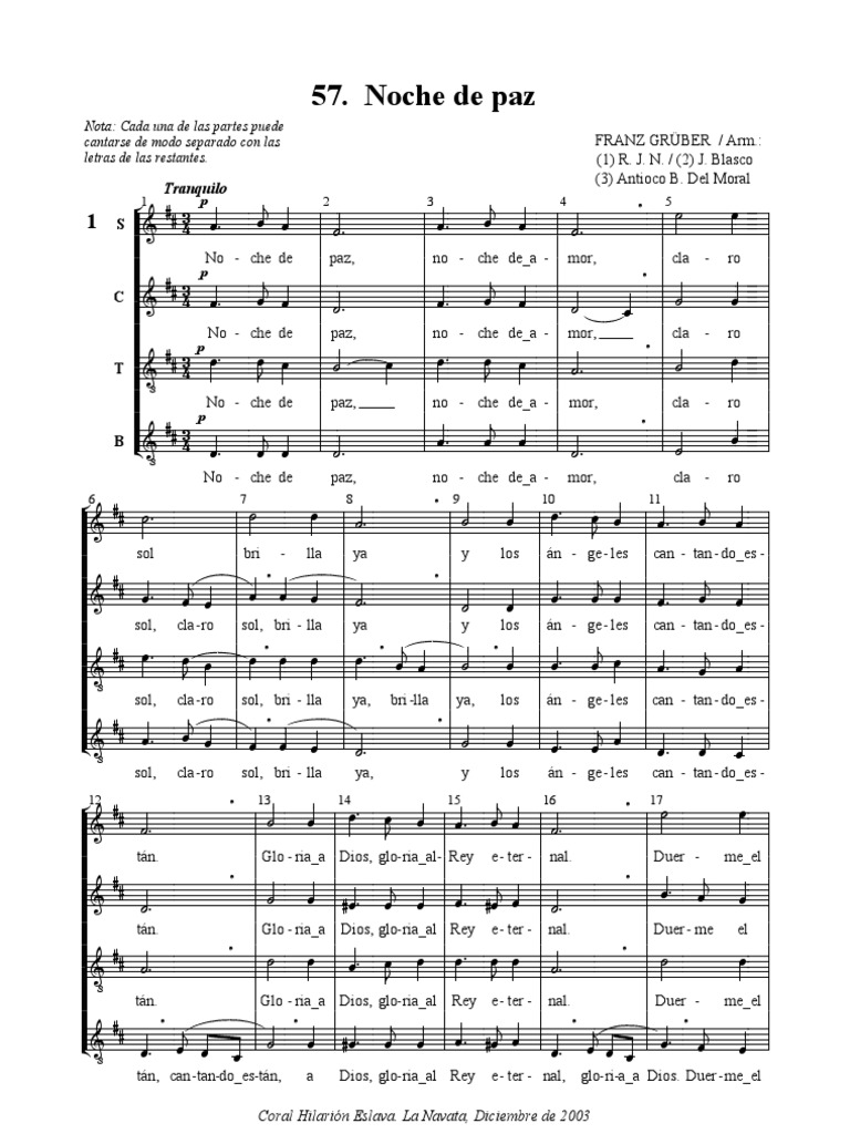 Noche de paz (partitura) 4 voces