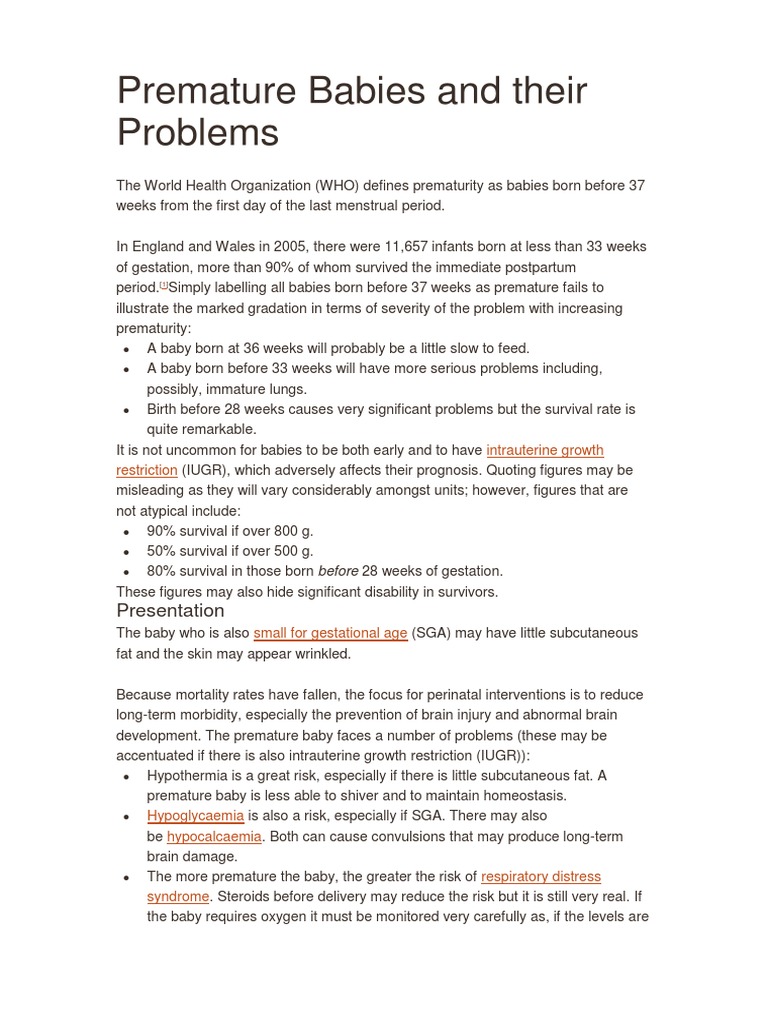 Premature Baby | PDF | Preterm Birth | Infants