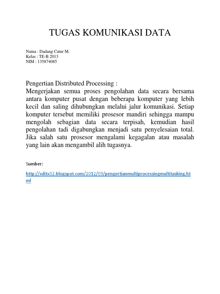 Pengertian dan Contoh Distributed Processing | PDF