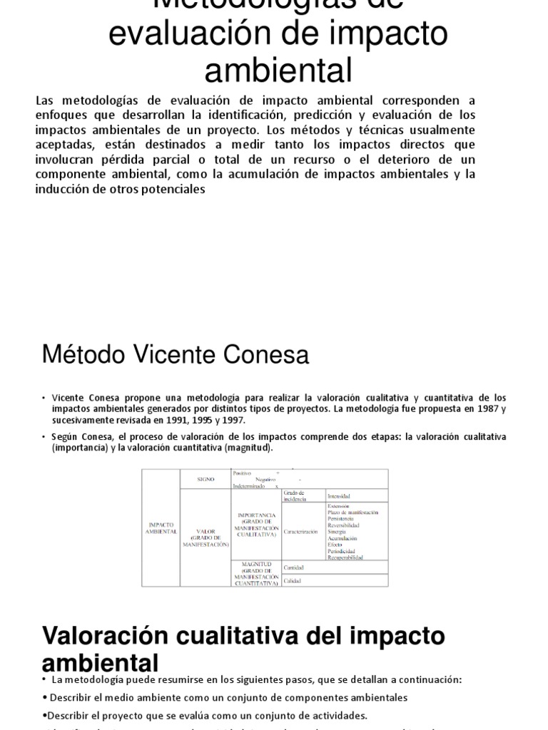 Metodologías de Evaluación de Impacto Ambiental | PDF | Evaluación de ...