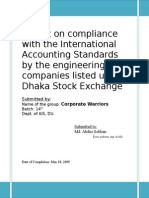 Report On Compliance With The International Accounting Standards by The Engineering Companies Listed Under Dhaka Stock Exchange