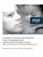 Personal Belief Exemption Stakeholder Engagement Report