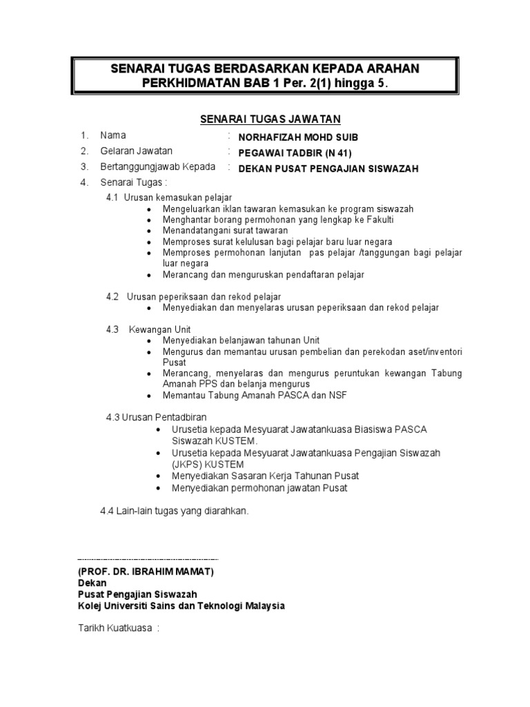 Senarai Tugas Pdf
