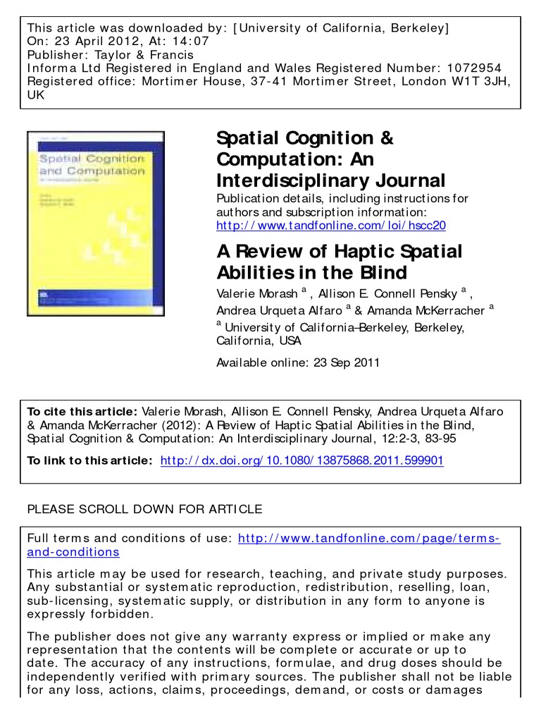 A Review of Haptic Spatial Abilities in The Blind-Libre | PDF | Philosophy