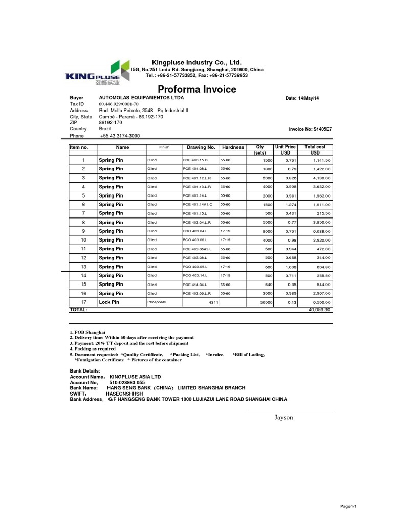 Industrial Equipment Purchase Order | PDF | Finance & Money Management