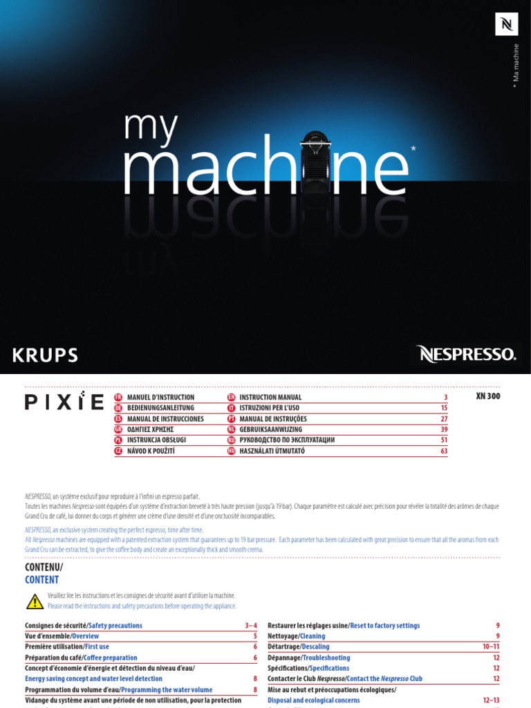 Nespresso Pixie: Directions for Use 