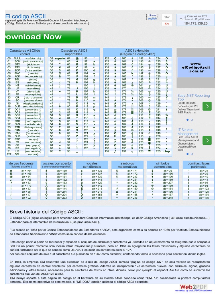 ASCII completo.pdf Ascii Puntuación