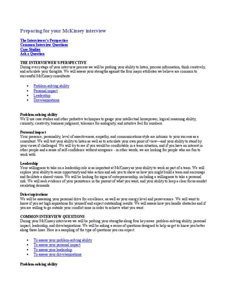 McKinsey Interview Preparation Guide | PDF | Case Study | Insight
