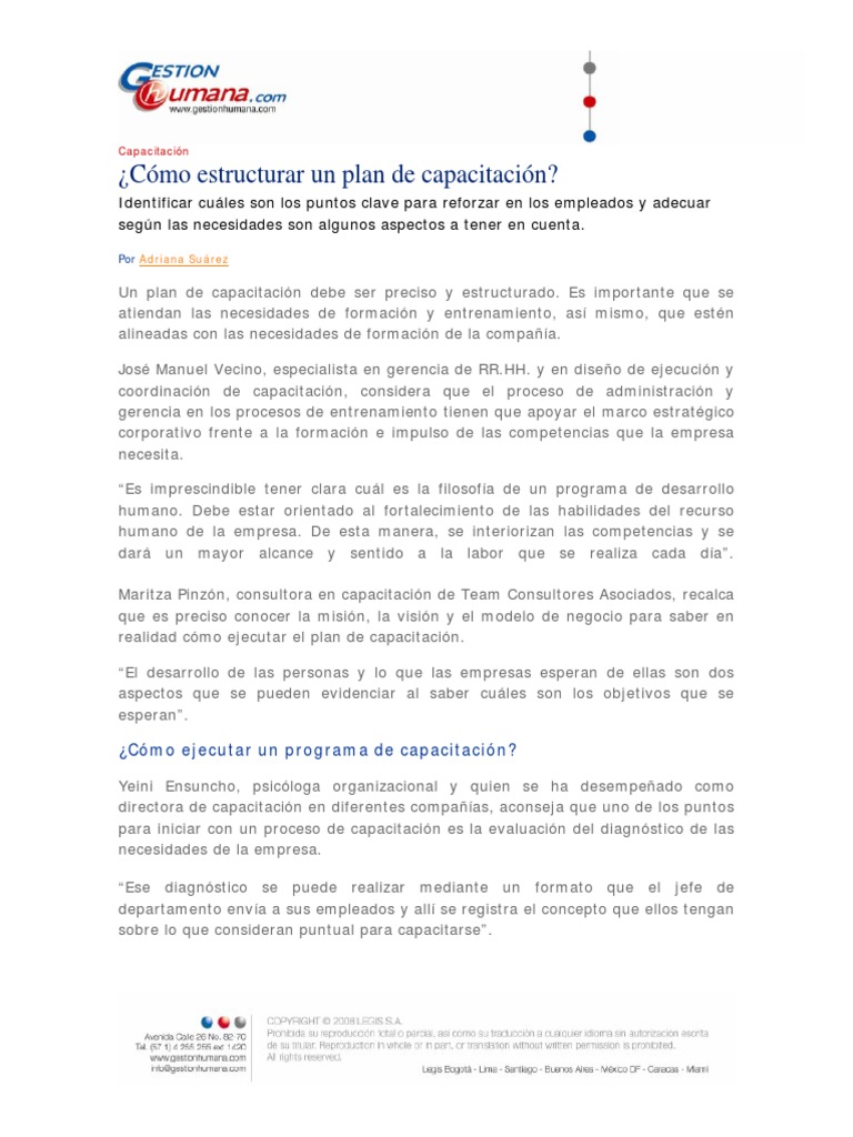 Cómo Estructurar un Plan de Capacitación | PDF