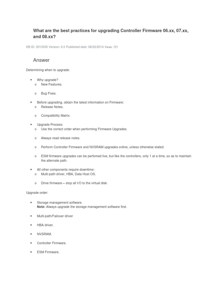 Best Practices for Controller Firmware Upgrade | PDF | Computer Data ...
