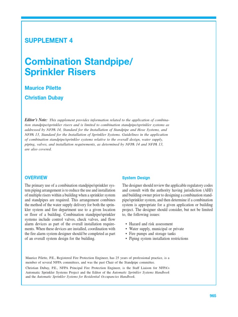 Combination Standpipe/Sprinkler Systems | PDF | Fire Sprinkler System ...