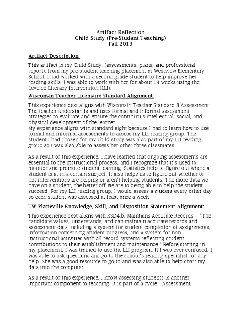 Child Study (Pre-Student Teaching) | PDF | Educational Assessment ...