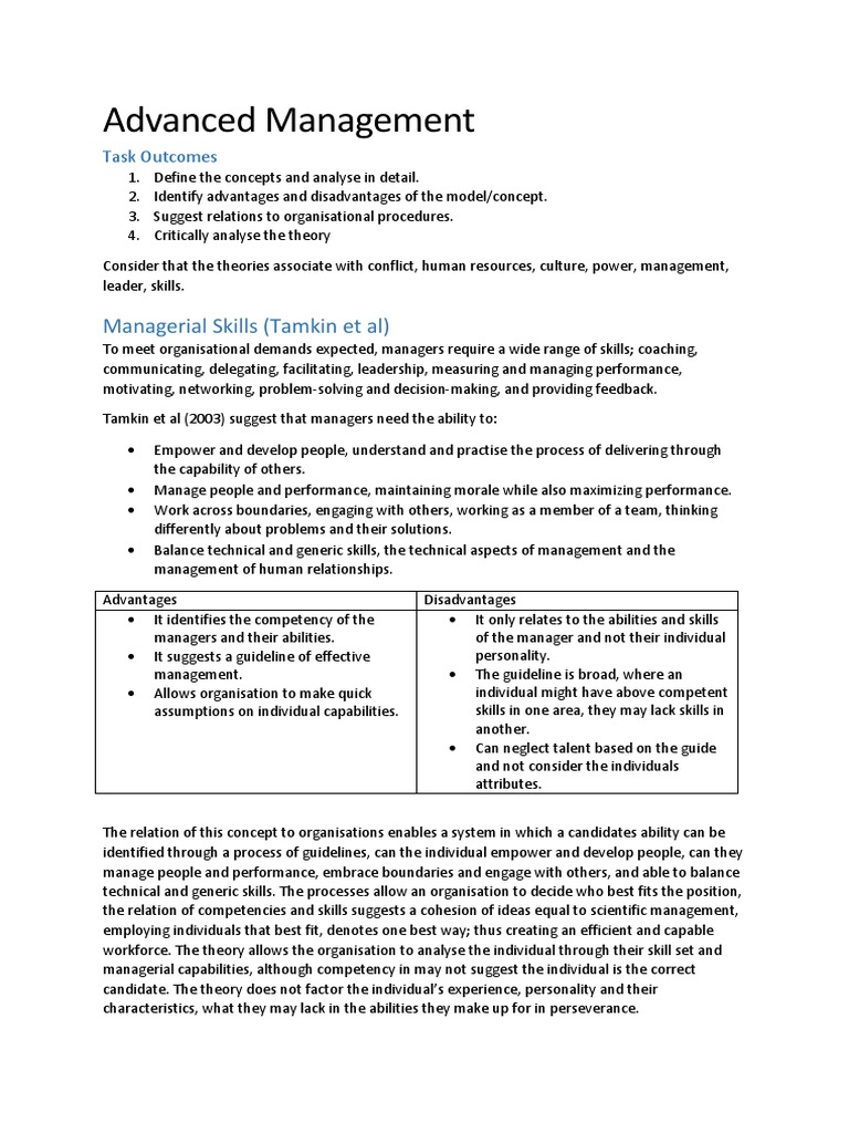 Advanced Management Skills and Theories | PDF | Competence (Human ...