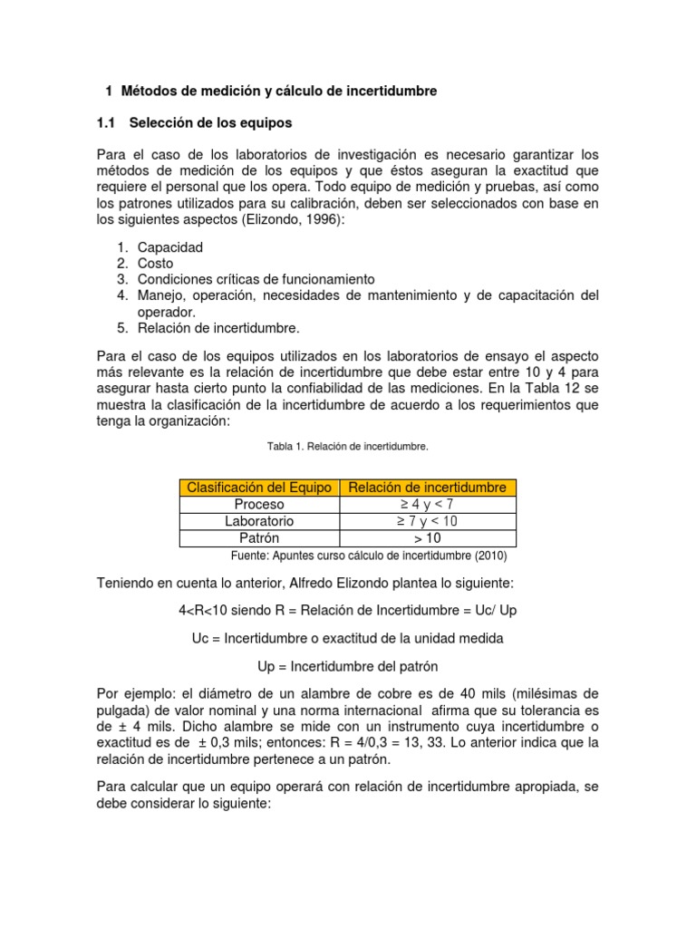 Cálculo de Incertidumbre en Mediciones | PDF | Medición | Calibración
