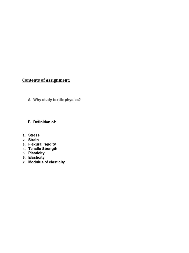 Textile Physics: Key Concepts and Definitions | PDF | Ultimate Tensile ...