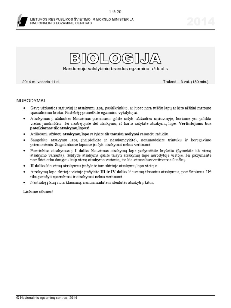 2014 BIO Bandomasis | PDF