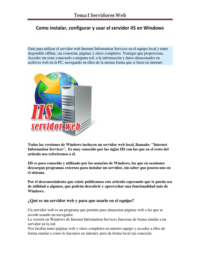 Instalar y Configurar IIS en Windows | PDF | Servidor web | Internet y web