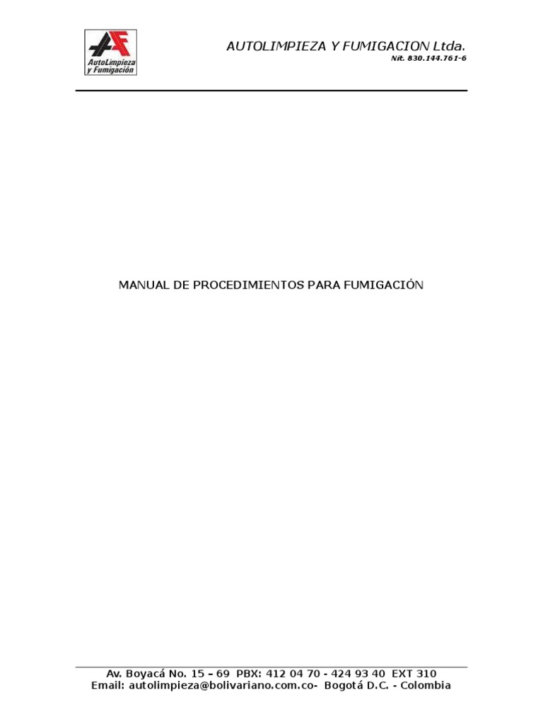 Manual de Procedimientos de Fumigación | PDF | Pesticida | Vómitos