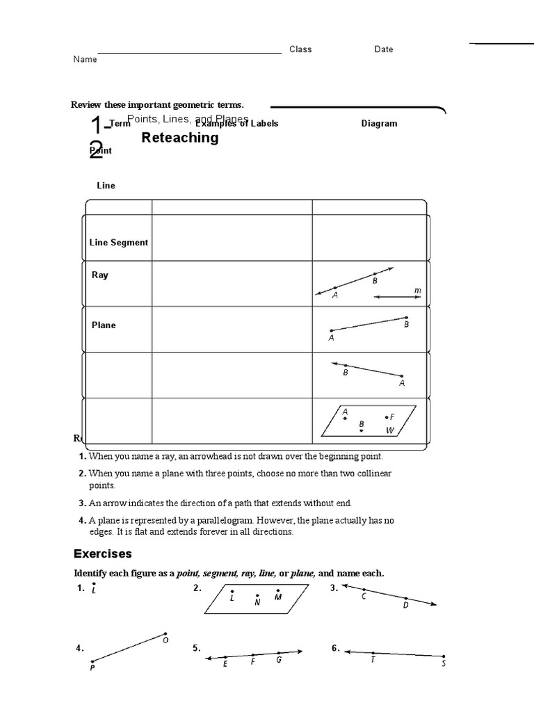 1-2 Points, Lines, and Planes | PDF | Plane (Geometry) | Line (Geometry)