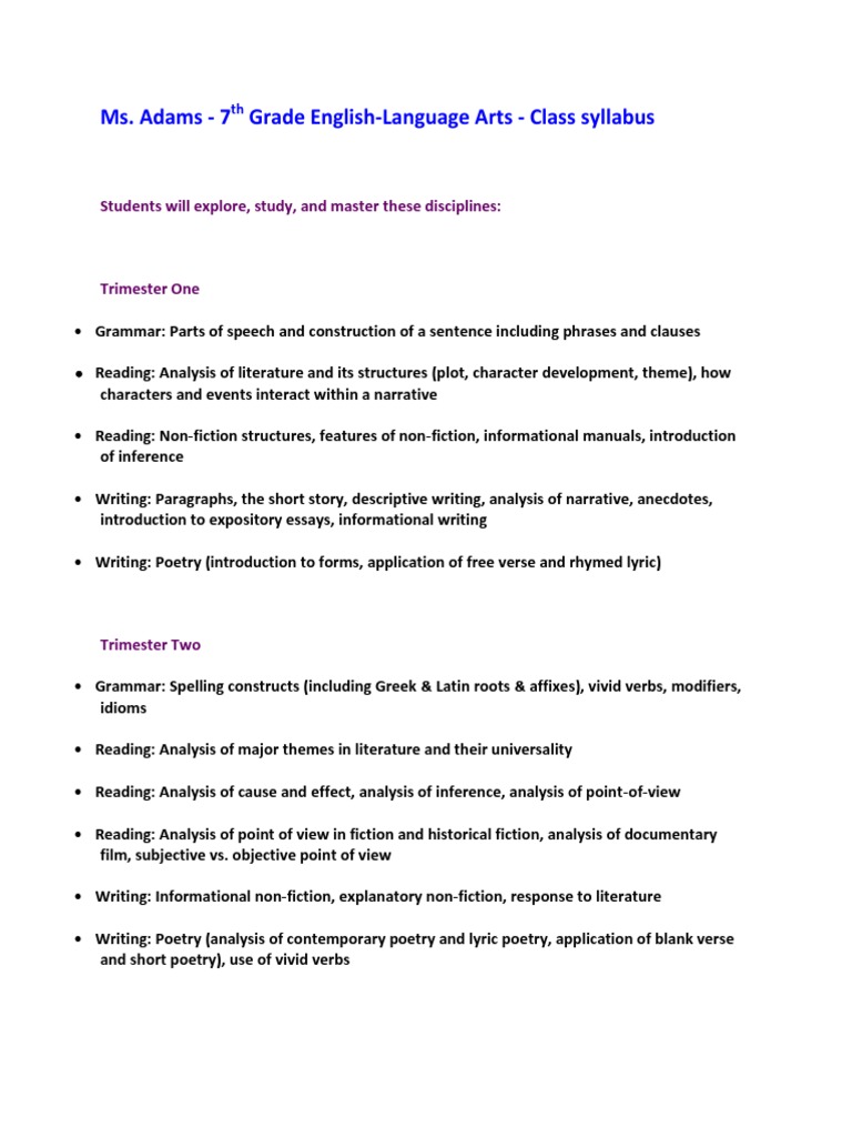 My Syllabus | PDF | Poetry | Narration