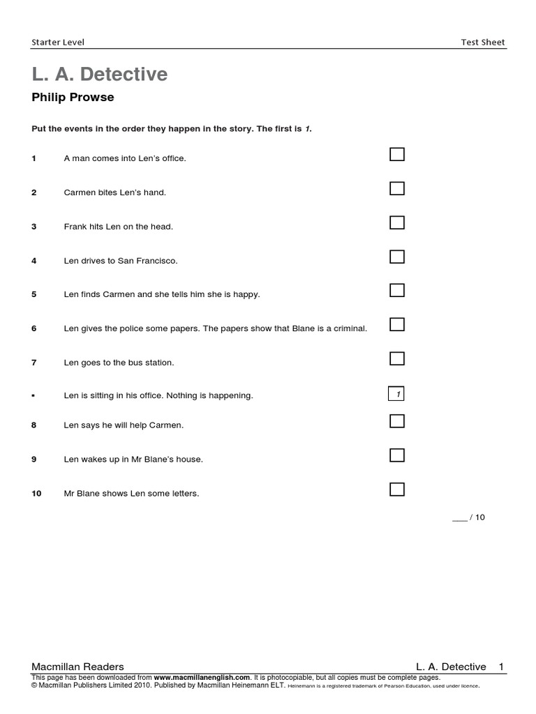 L A Detective Test PDF PDF