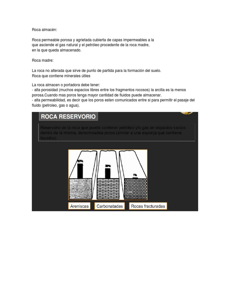 Roca almacén.docx | Depósito de petróleo | Roca (geología)