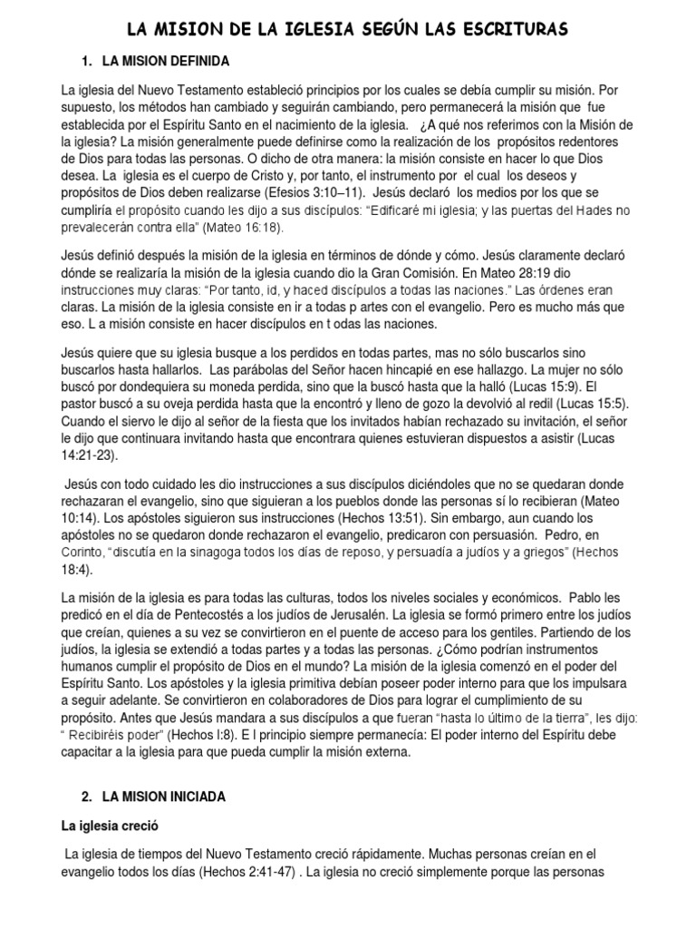 Misión de la Iglesia en las Escrituras | PDF | Pablo el apóstol | Jesús