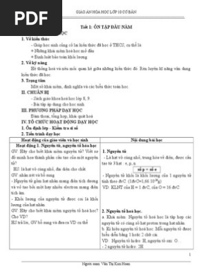 Giao An Hoa Học Lớp 10 Cơ Bản Pdf
