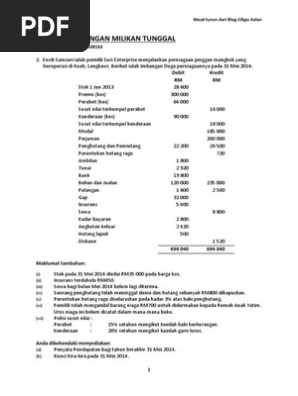 Modul Prinsip Perakaunan Penyata Kewangan Milikan Tunggal Spm 2014 Pdf