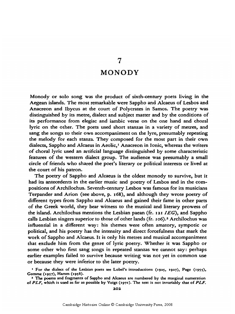 Monody, Greek Ancient Literature | PDF | Poetry