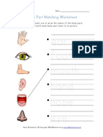 Body Parts Matching Worksheet PDF