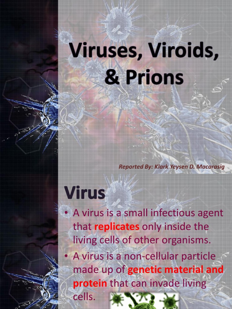 Virus, Viroids and Prions | PDF | Virus | Infection
