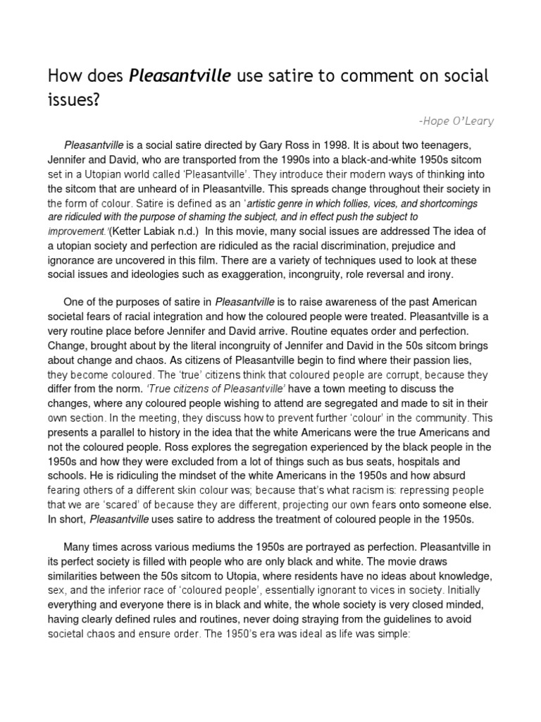 Pleasantville essay change picture