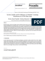 System Quality and Its Influence On Students' Learning Satisfaction in UiTM Shah Alam