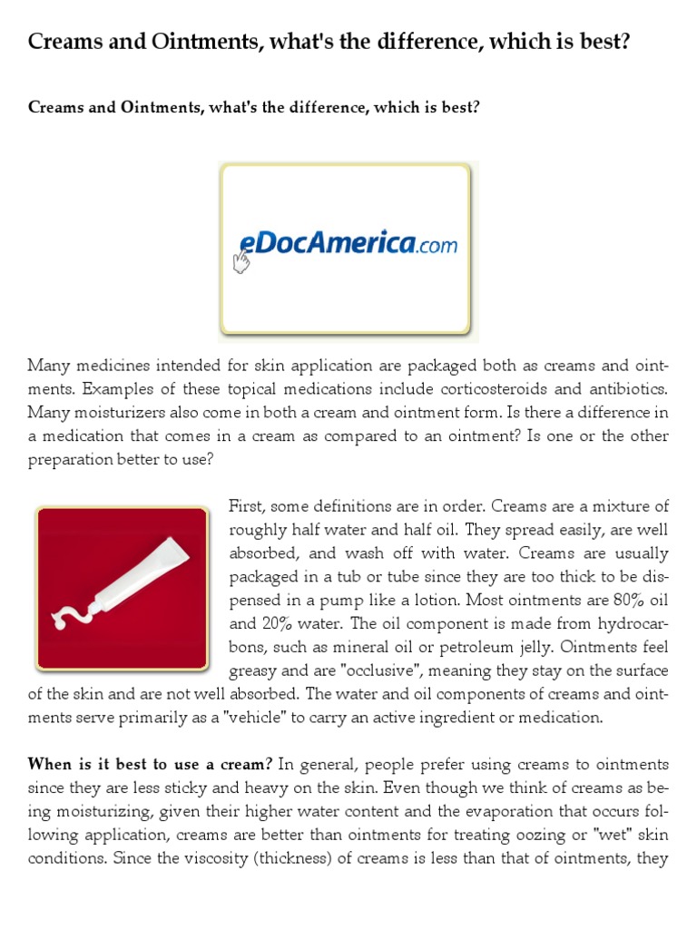 Creams and Ointments, What's The Difference, Which Is Best PDF Topical Medication Pharmacy