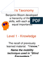 Bloom's Taxonomy: Benjamin Bloom Developed A Hierarchy of Thinking Skills, With Each Area of Equal Importance