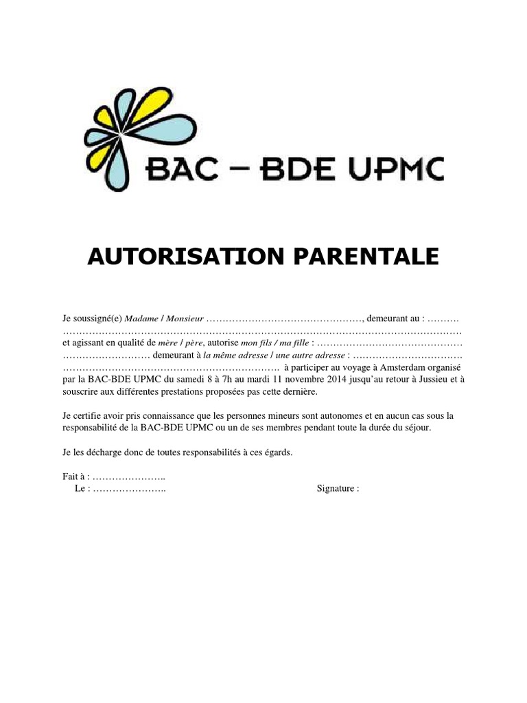 Autorisation Parentale