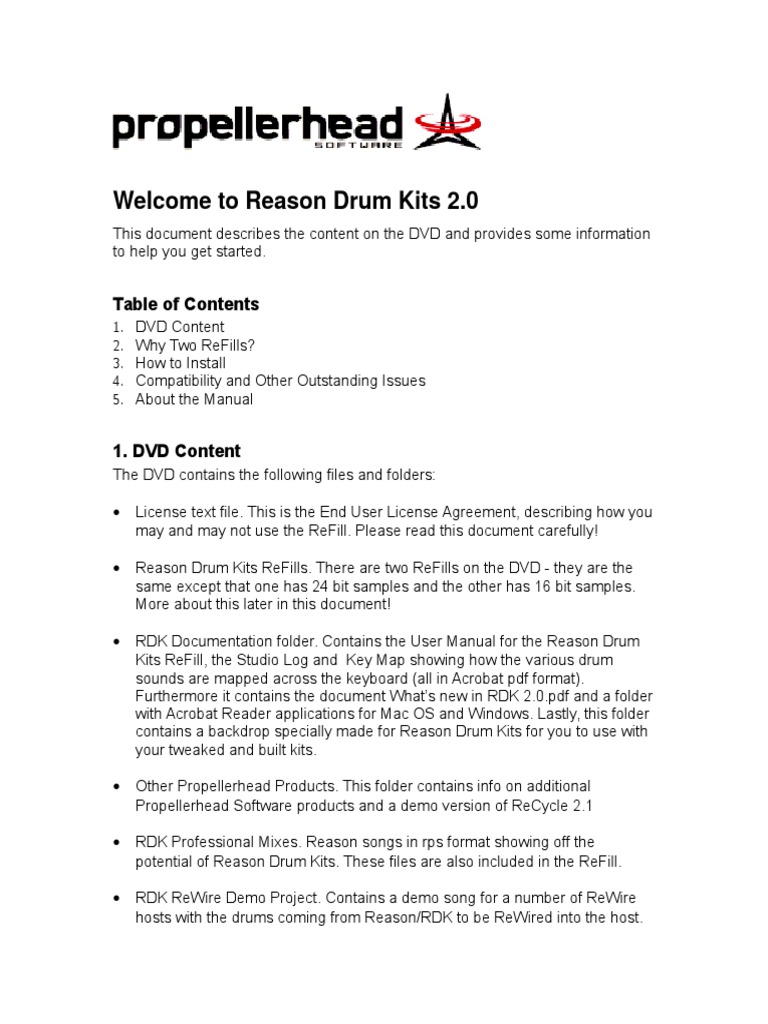 To Reason Drum Kits 2.0 PDF Computer File Computer