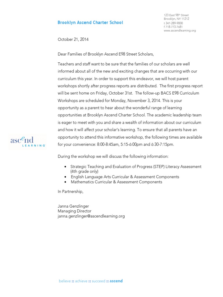 Curriculum Workshop for Parents | PDF