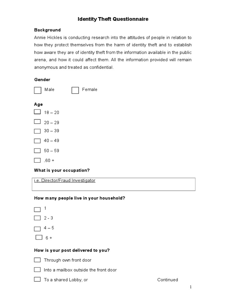 questionnaire.doc Theft Identity Theft