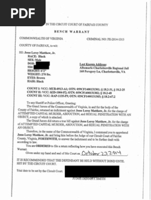 Jesse Matthew Bench Warrant