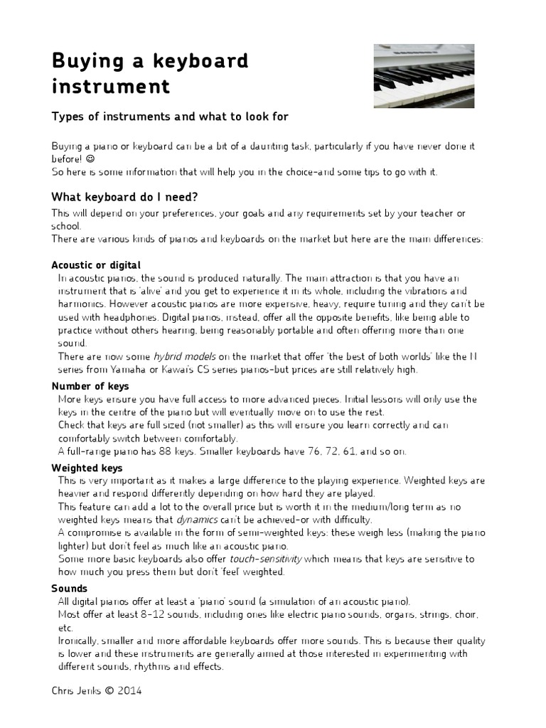 Buying A Keyboard Instrument | PDF