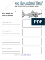 Answer The Questions and Then Draw The Correct Picture For Each Sentence. Name: - Date: - Where Do Sharks Live? Sharks Live in The Sea