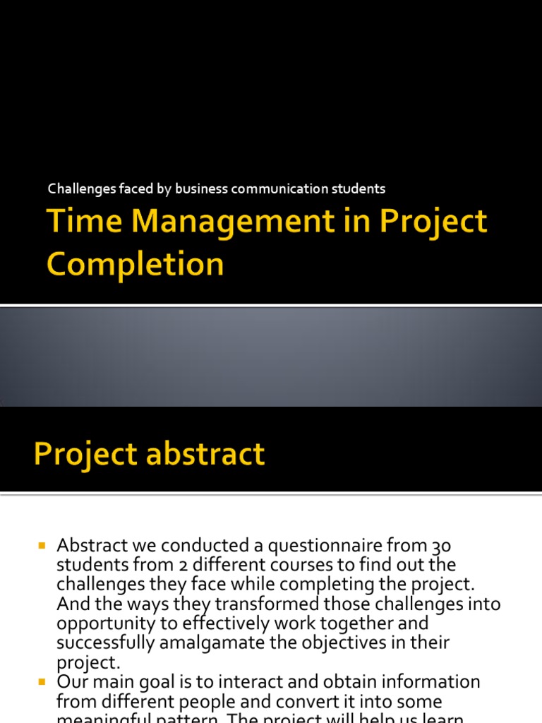 Time Management in Project Completion PDF Time Management