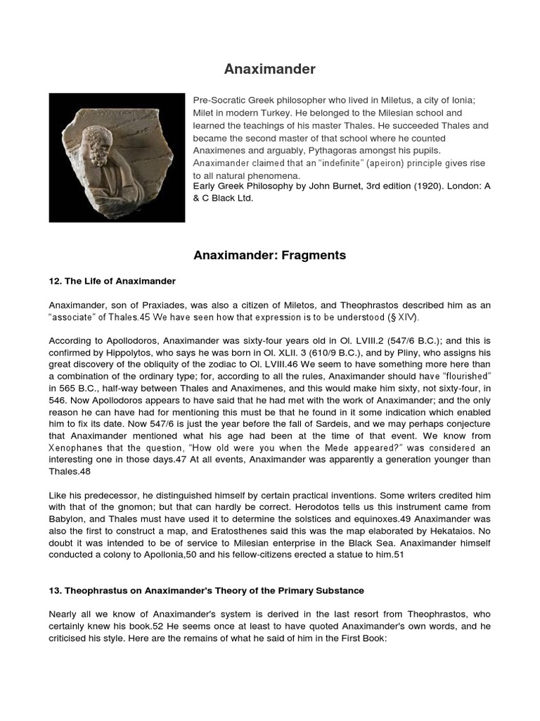Anaximander Fragments Pdf Metaphysics Nature