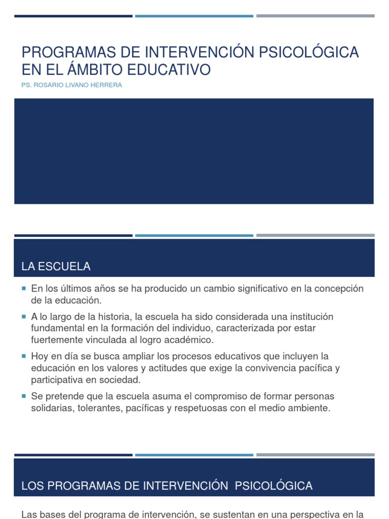 Programas de Intervención Psicológica en El Ámbito Educativo | PDF